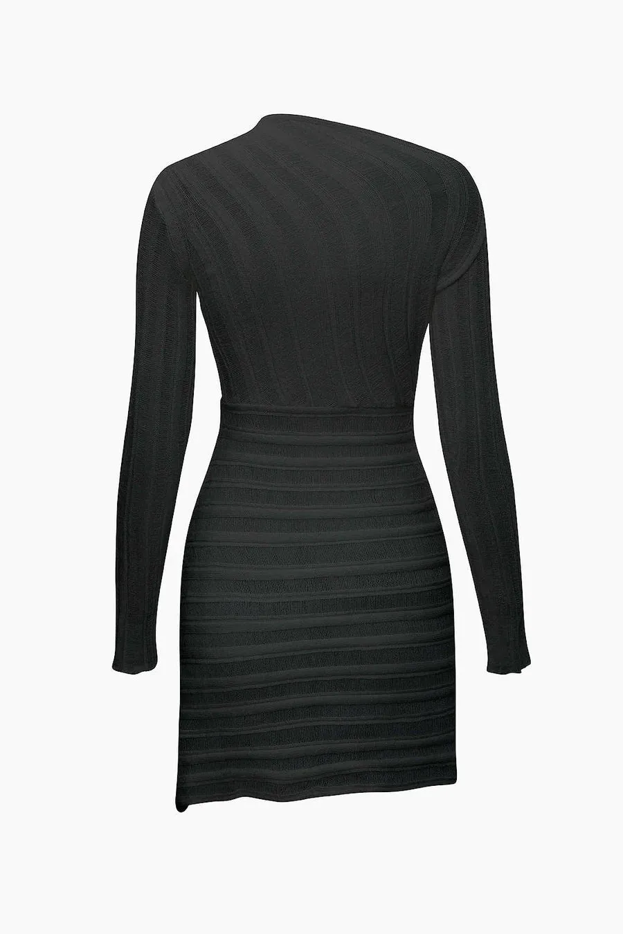 A&A Asymmetric Cut Out Long Sleeve Knitted Mini BodyconDress