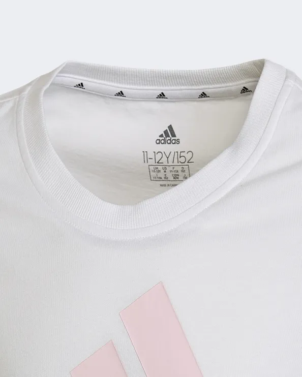 Adidas Essentials Girls Sportswear T-Shirt White/Pink Hm8731