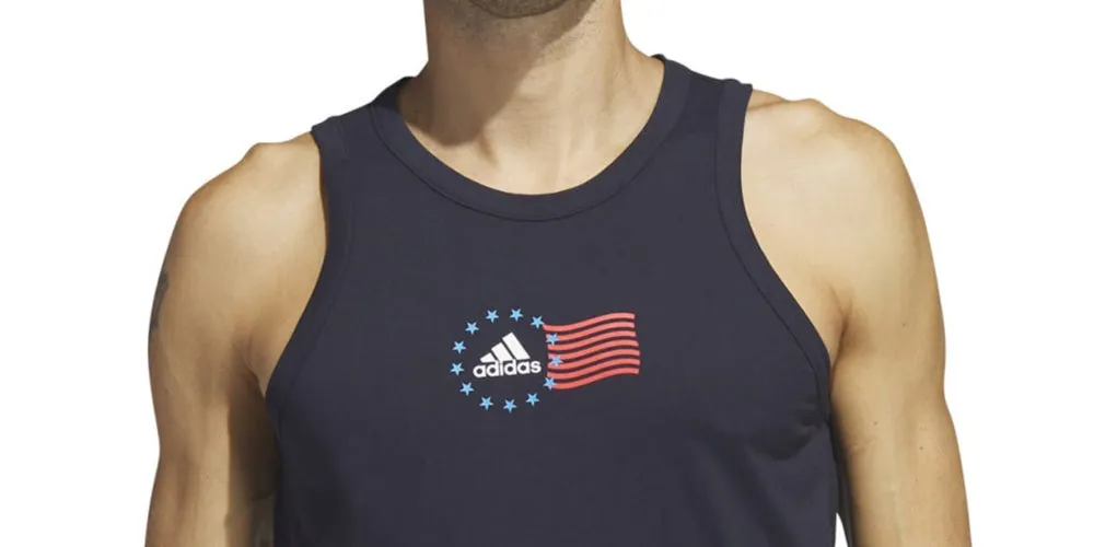 adidas Men's American Flag Tank Blue Size Large