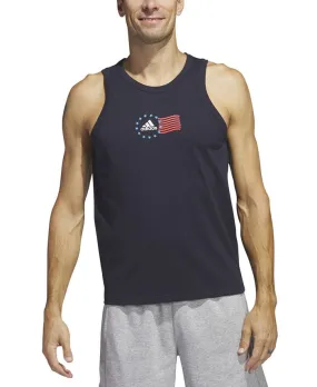 adidas Men's American Flag Tank Blue Size Large
