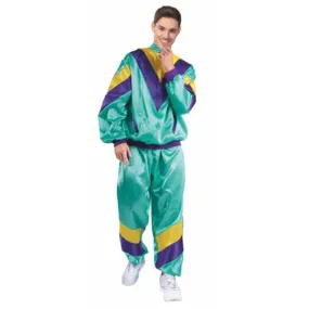 Adults Aqua 80s Mens Track Suit Costume - S/M