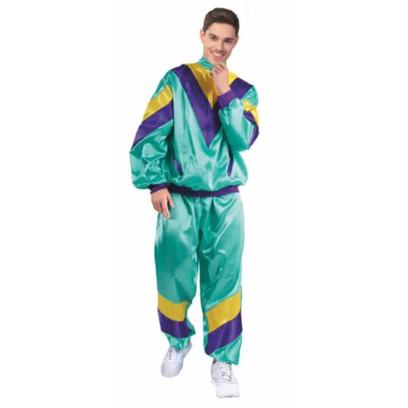 Adults Aqua 80s Mens Track Suit Costume - S/M