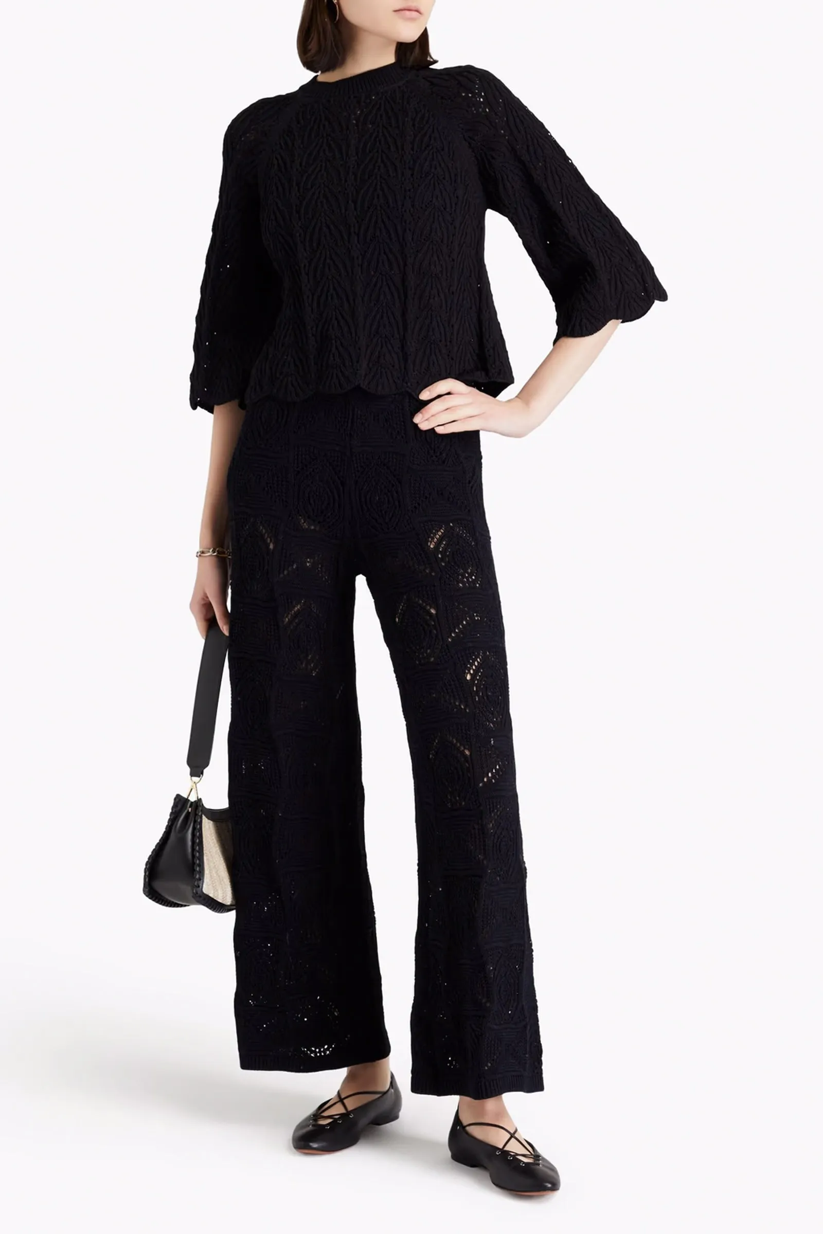 Alma Crochet-knit Cotton Wide-leg Pants