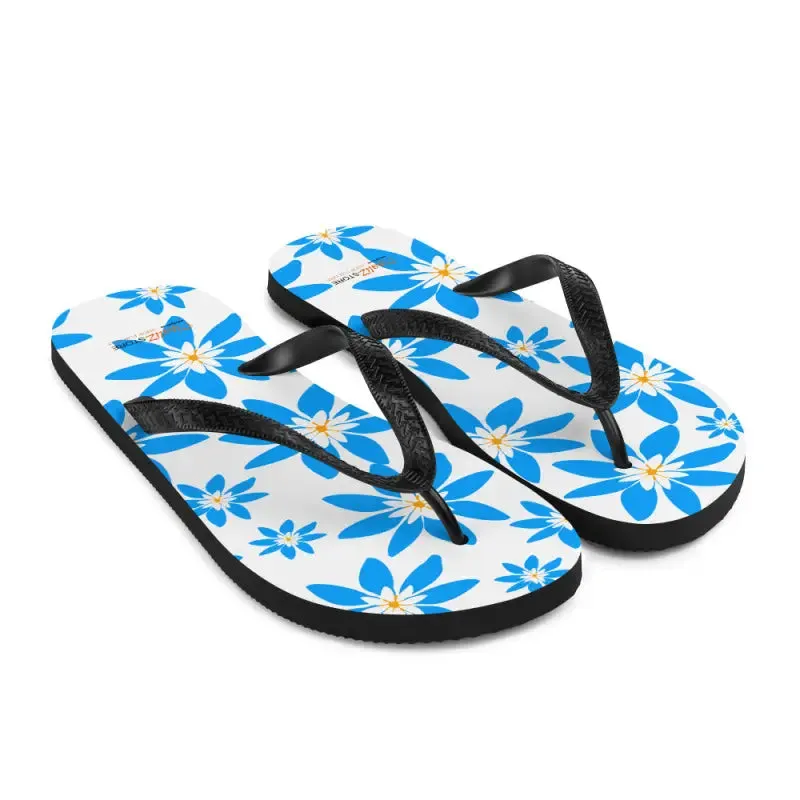Amp Up Summer with Blue Flowers Slip Resistant Flip Flops