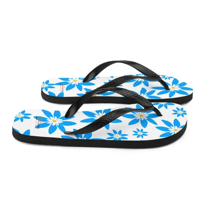 Amp Up Summer with Blue Flowers Slip Resistant Flip Flops