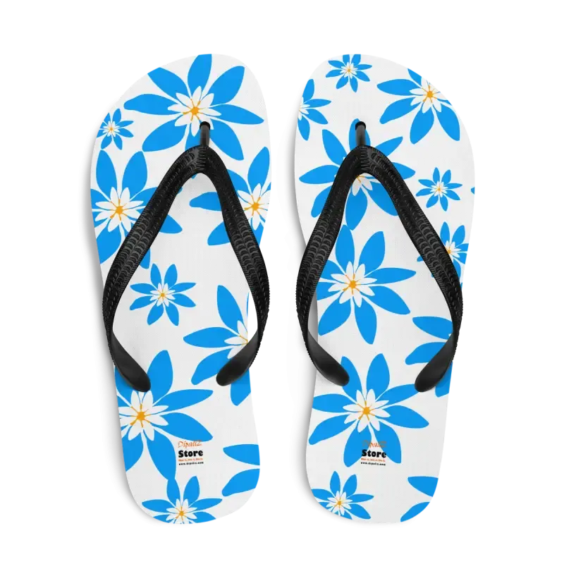Amp Up Summer with Blue Flowers Slip Resistant Flip Flops