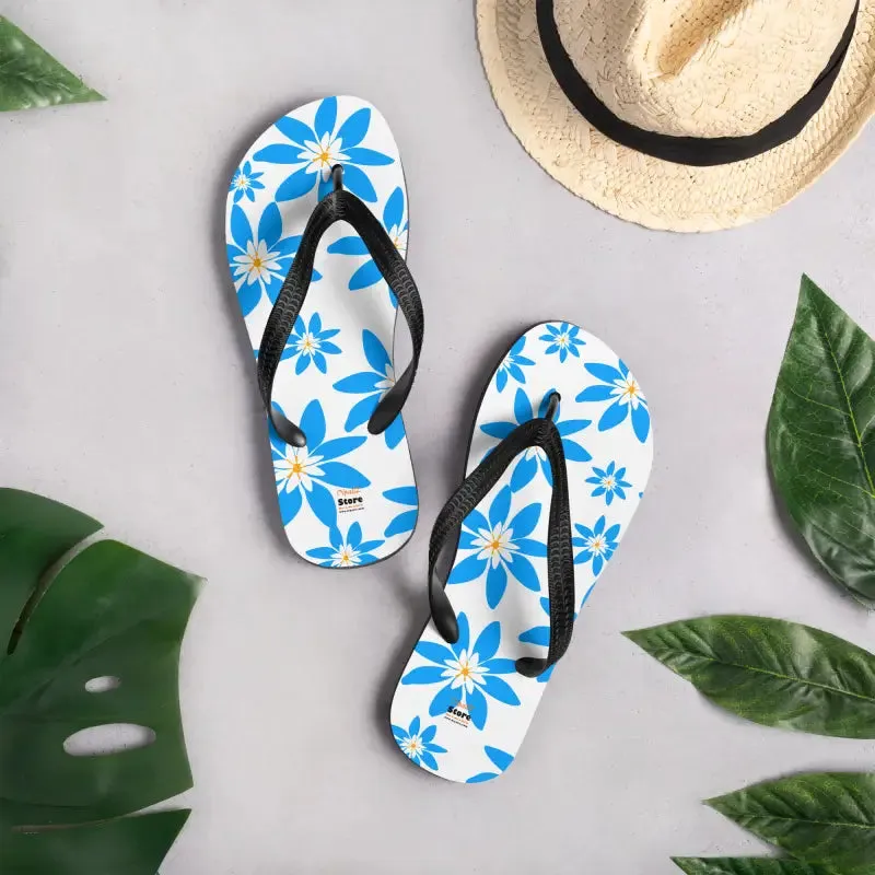 Amp Up Summer with Blue Flowers Slip Resistant Flip Flops