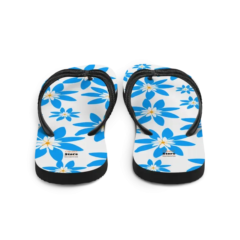 Amp Up Summer with Blue Flowers Slip Resistant Flip Flops