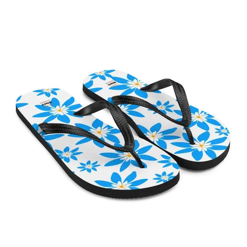Amp Up Summer with Blue Flowers Slip Resistant Flip Flops