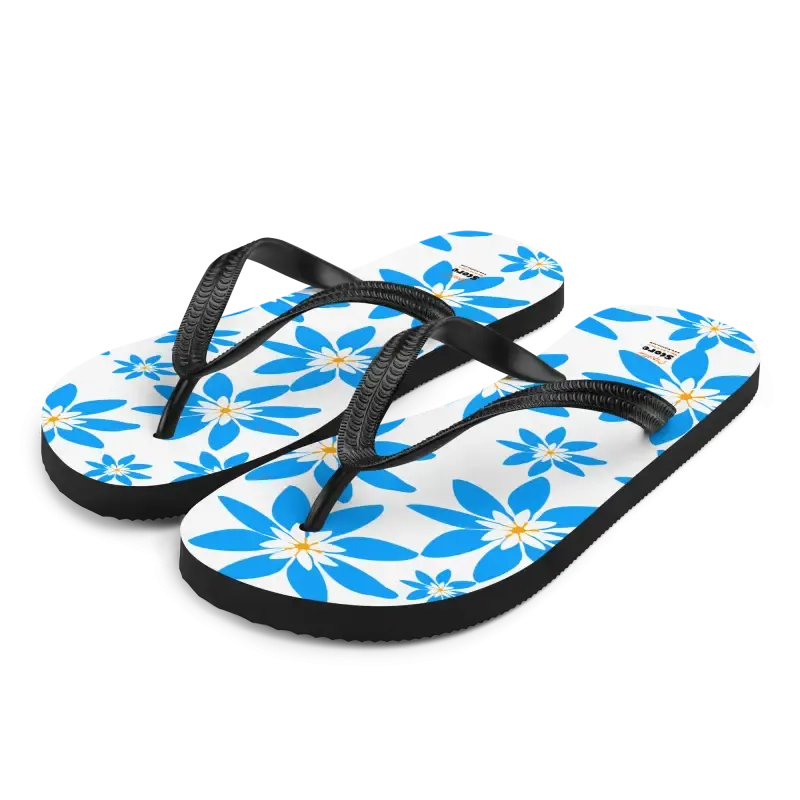 Amp Up Summer with Blue Flowers Slip Resistant Flip Flops