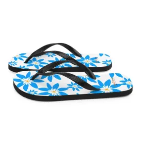 Amp Up Summer with Blue Flowers Slip Resistant Flip Flops