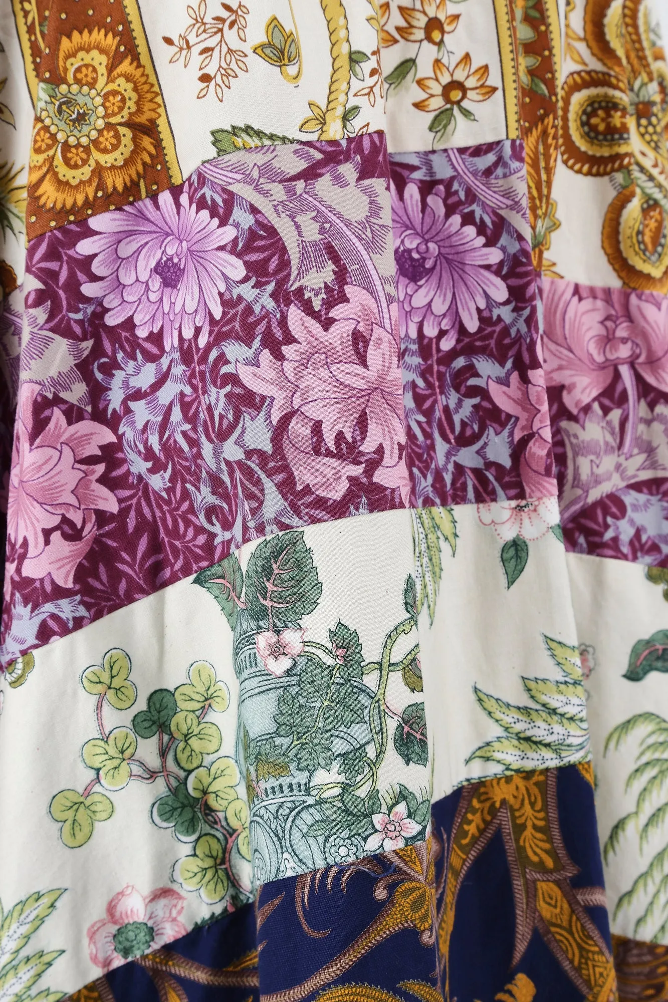 ARCHIVE - 1970s Cotton Patchwork Skirt with Deep Flounce