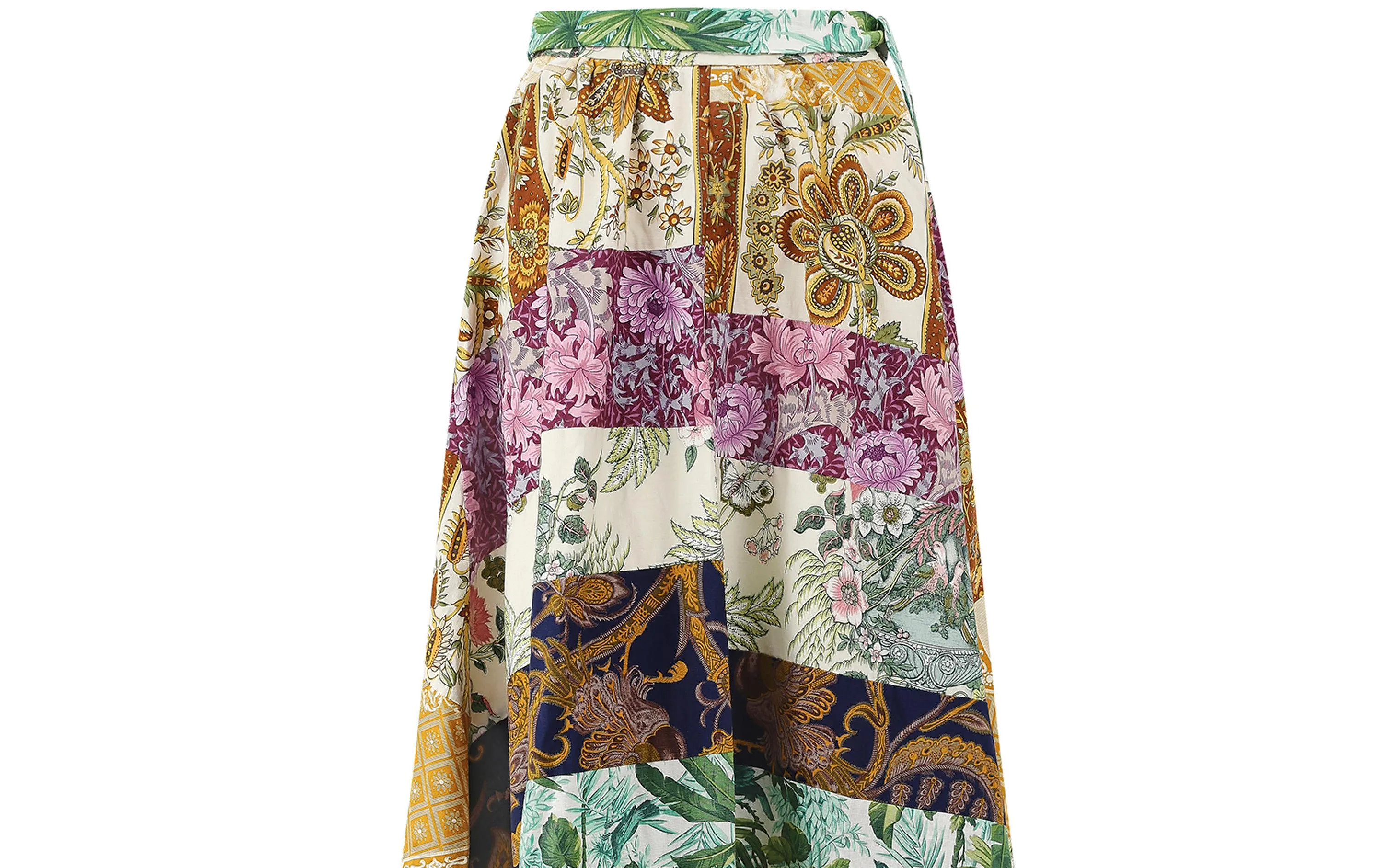 ARCHIVE - 1970s Cotton Patchwork Skirt with Deep Flounce