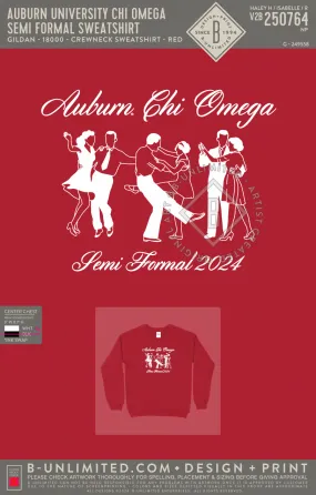 Auburn University Chi Omega - semi formal sweatshirt - Gildan - 18000 - Crewneck Sweatshirt - Red