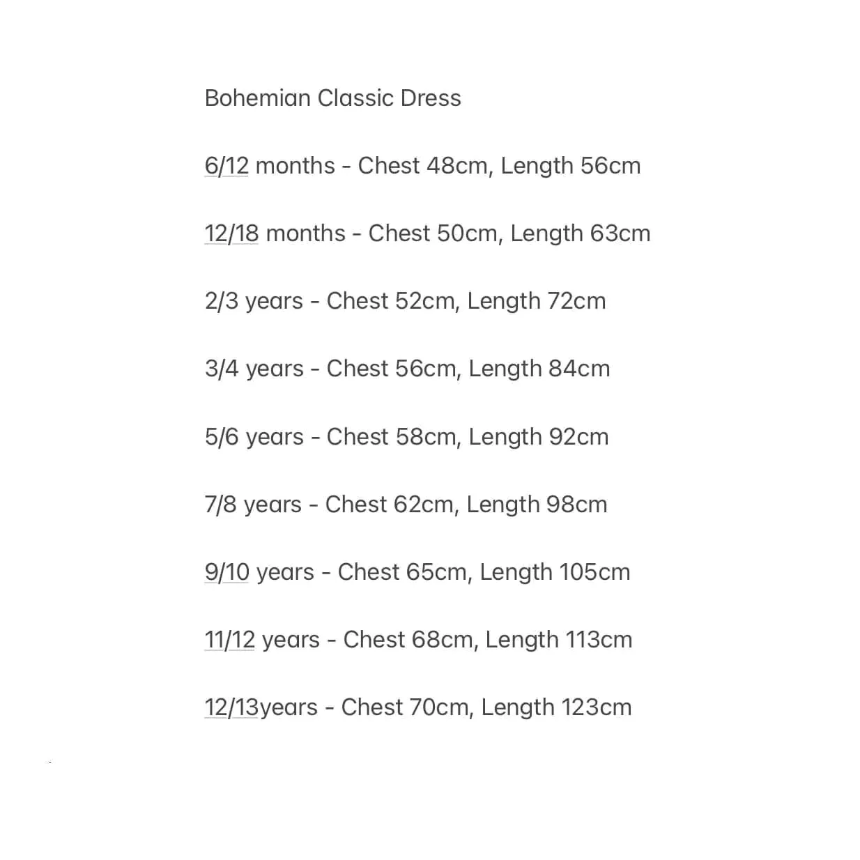 Baby Bohemian Classic Dress - White - Various Colours