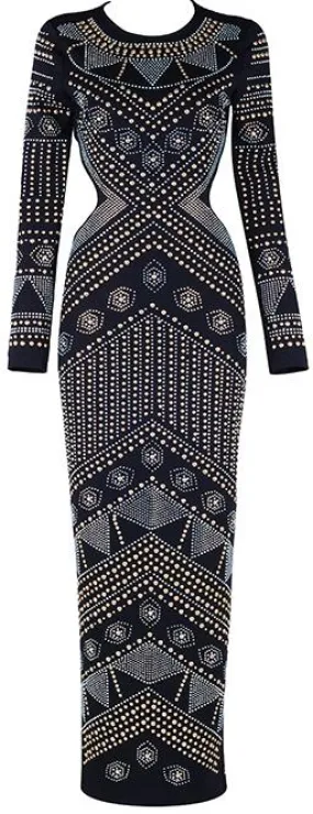 Backless Embellished Maxi Dress