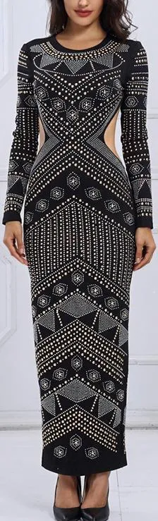 Backless Embellished Maxi Dress