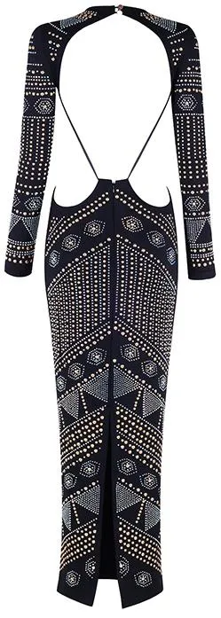 Backless Embellished Maxi Dress