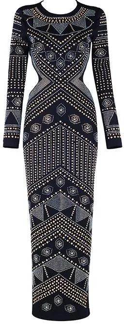 Backless Embellished Maxi Dress