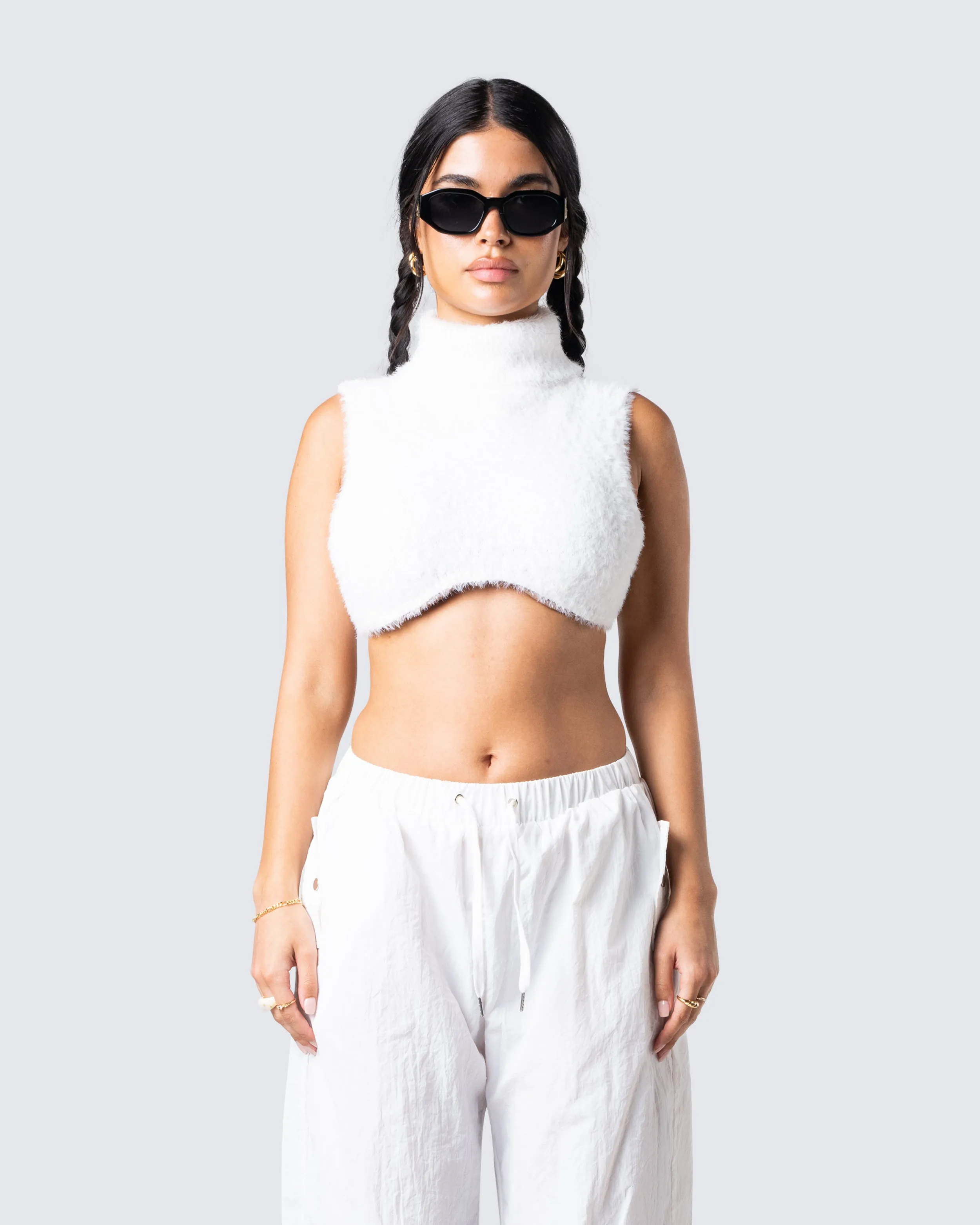 Beckett White Cropped Knit Top