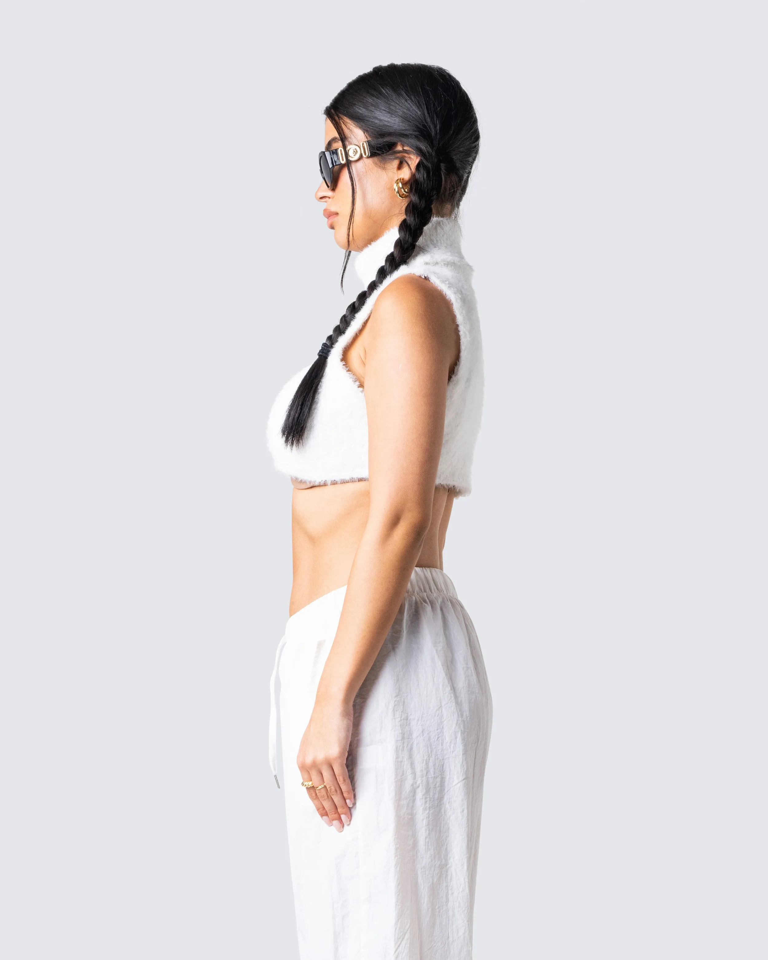 Beckett White Cropped Knit Top