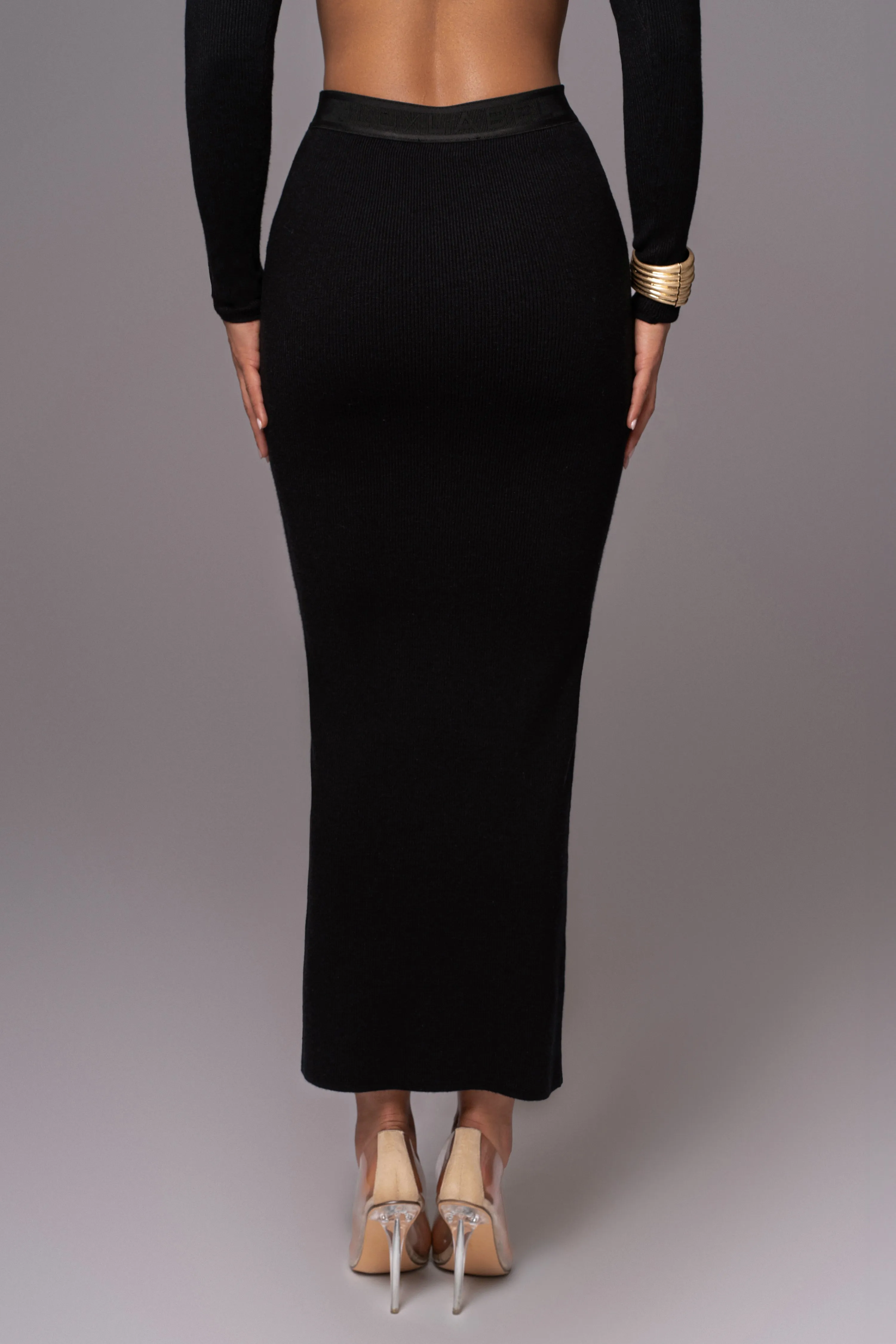 Black Anise Ribbed Skirt Set