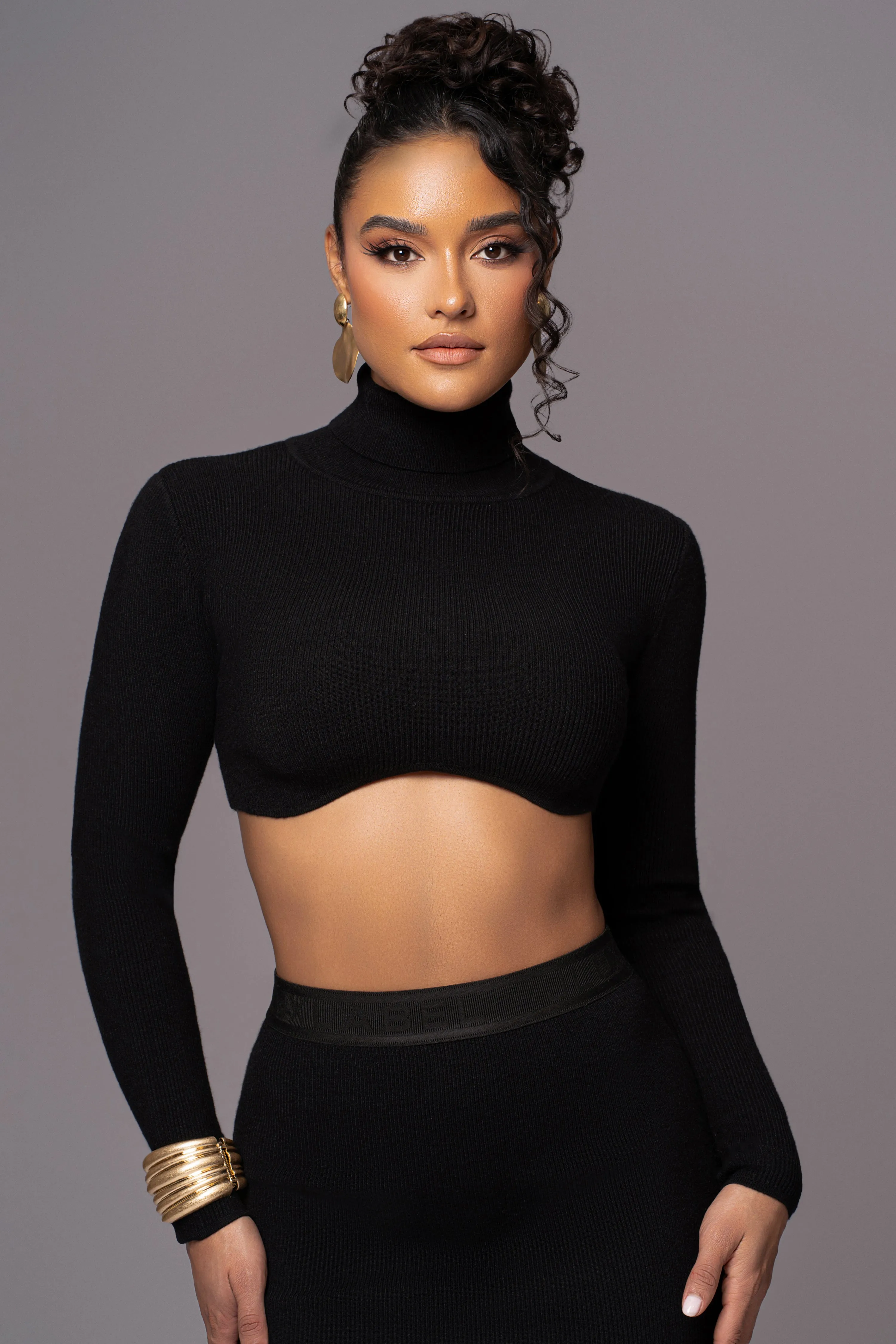 Black Anise Ribbed Skirt Set