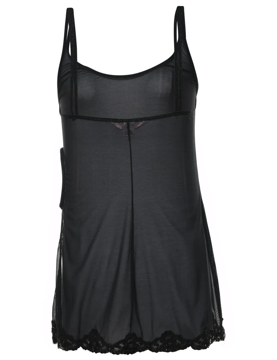 Black Classic Sheer Slip Dress - S