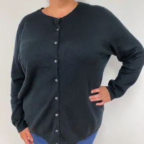 Black Crew Neck Cardigan Extra  Large