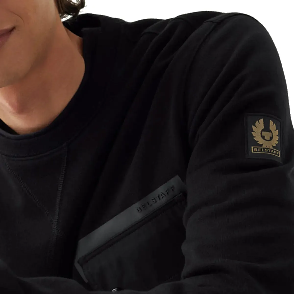 Black Dry Cotton Crewneck Fleece