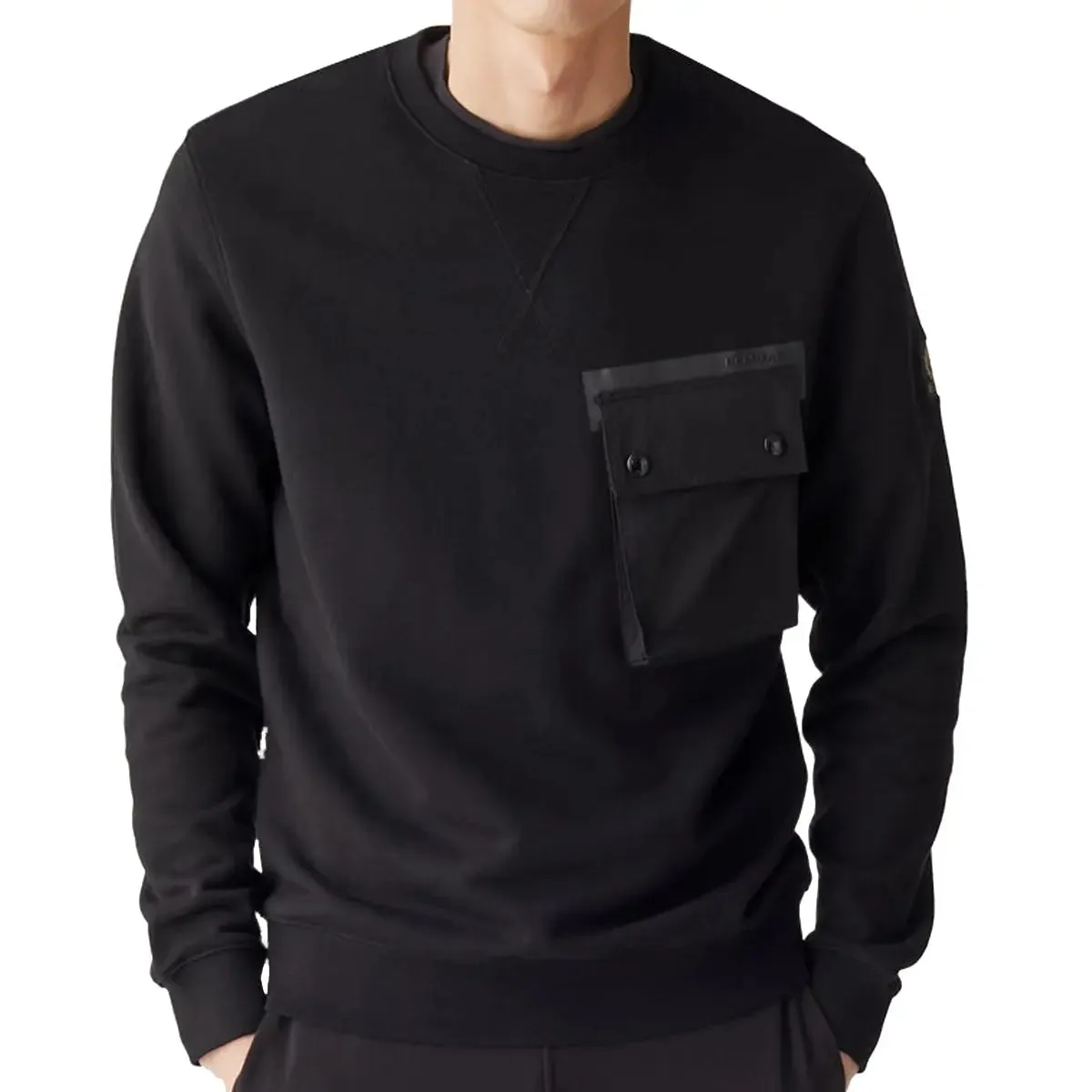 Black Dry Cotton Crewneck Fleece