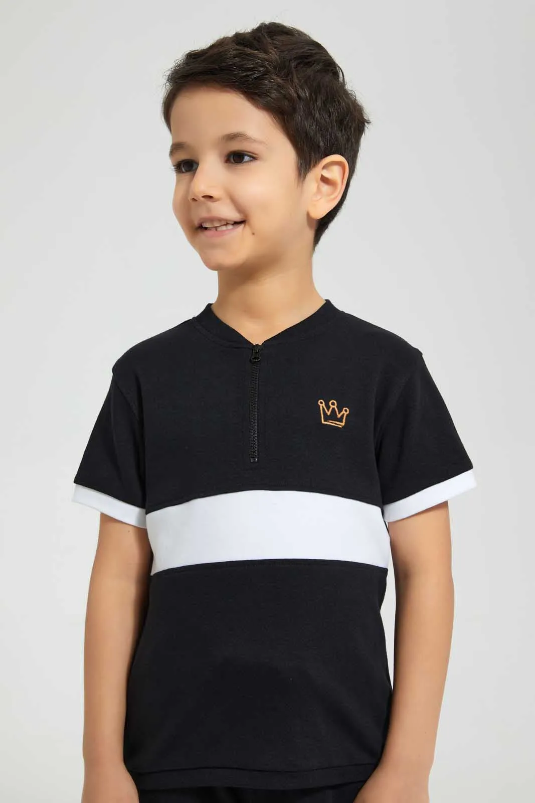 Black Henley And Short Set (2 Piece)
