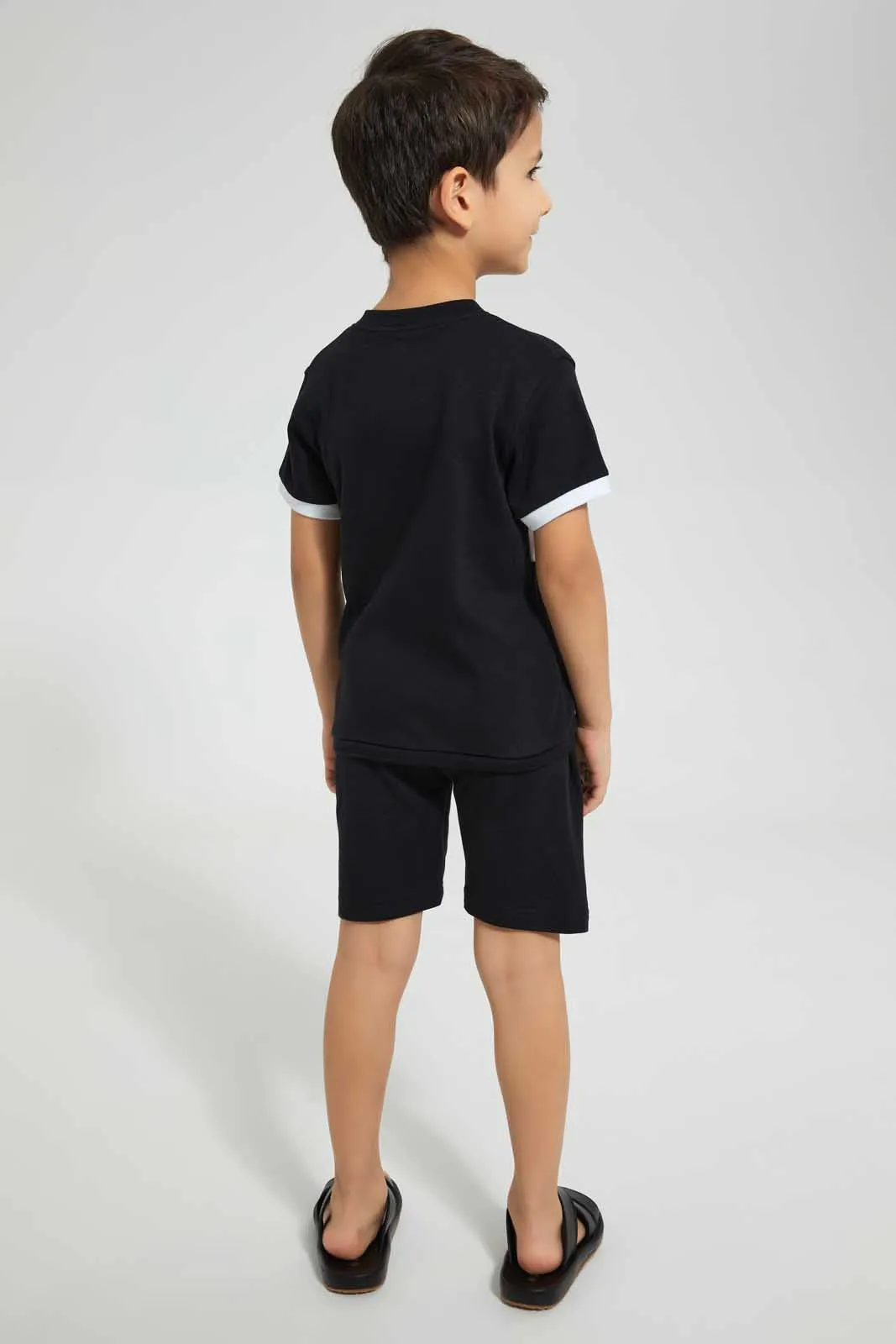 Black Henley And Short Set (2 Piece)