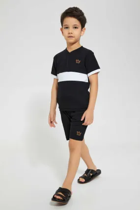 Black Henley And Short Set (2 Piece)