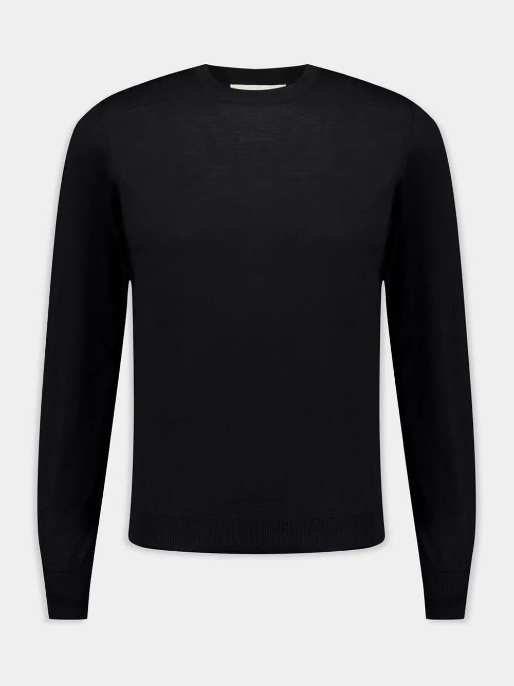 Black Lightweight merino wool crewneck