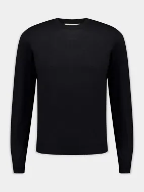 Black Lightweight merino wool crewneck
