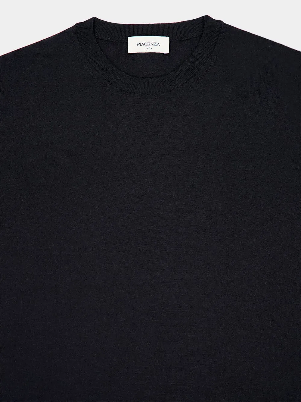 Black Lightweight merino wool crewneck