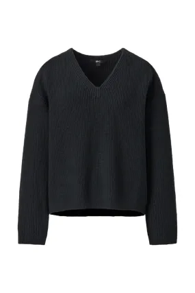 Black V Neck Short Jumper