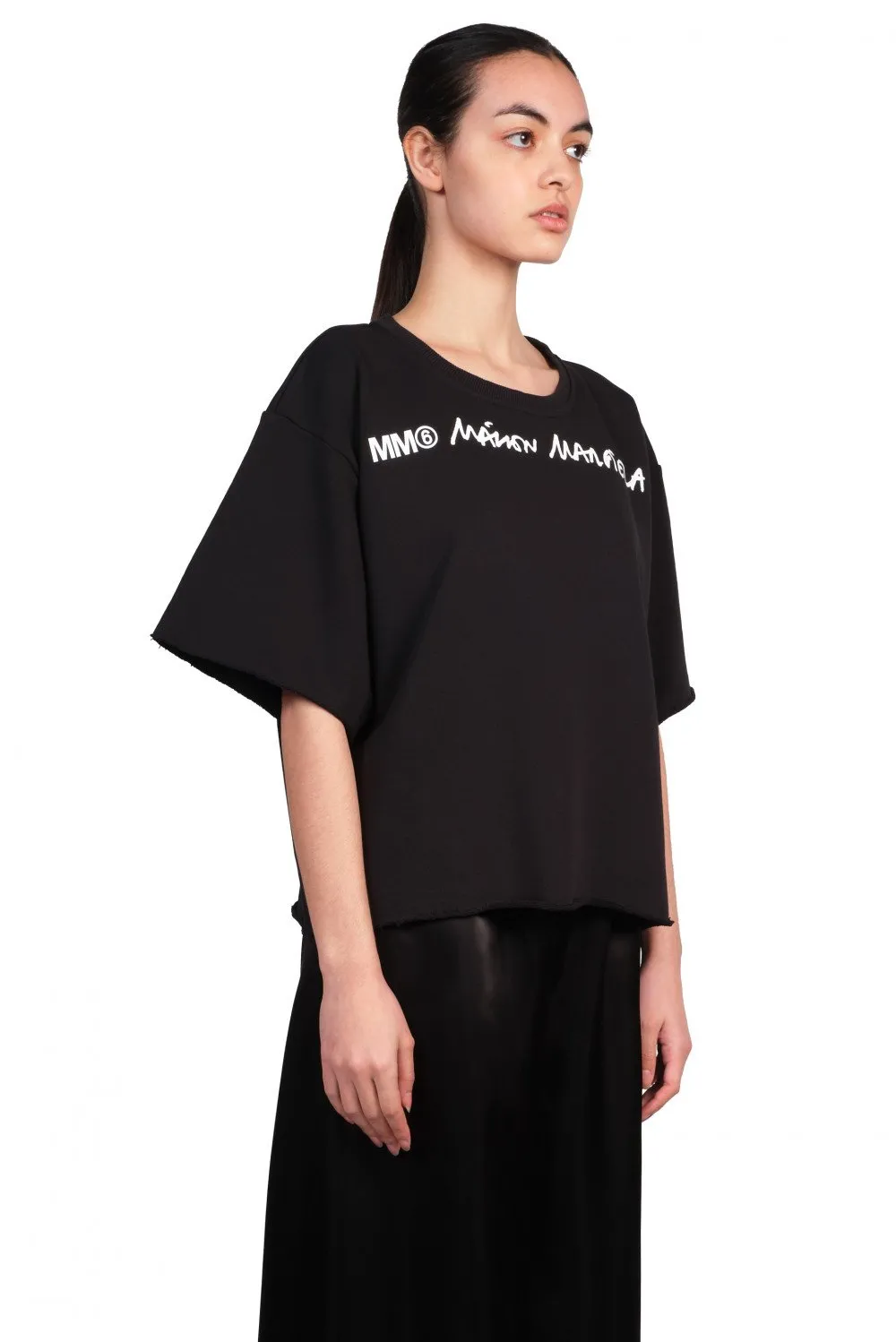 Black Wide Cropped T-Shirt