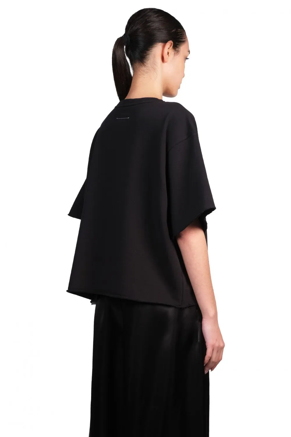 Black Wide Cropped T-Shirt