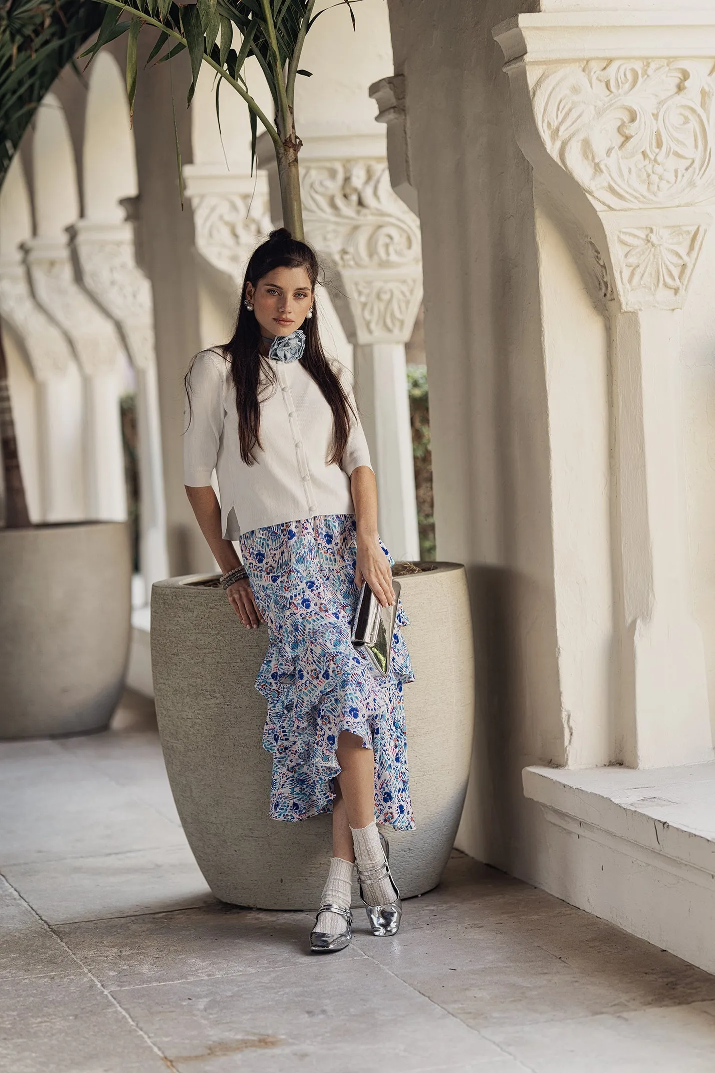 Bliss Layered Skirt Blue Print