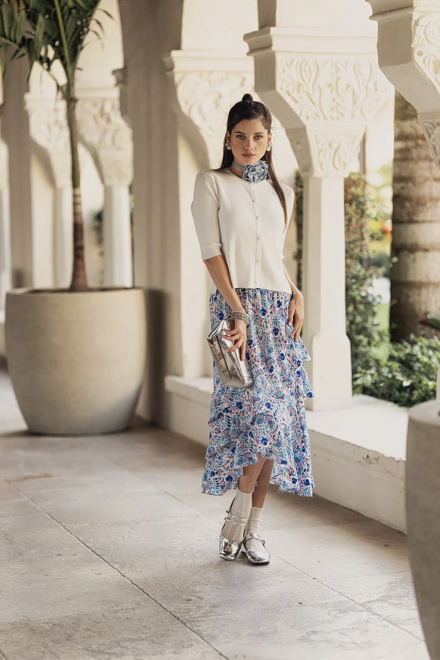 Bliss Layered Skirt Blue Print