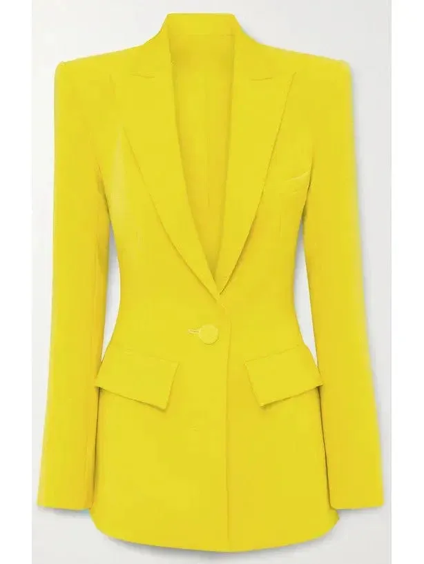 Bright Blazer and Flared Pant Suit in Yellow or Red