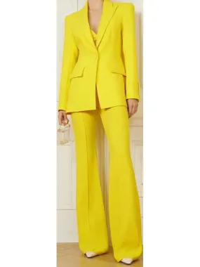 Bright Blazer and Flared Pant Suit in Yellow or Red