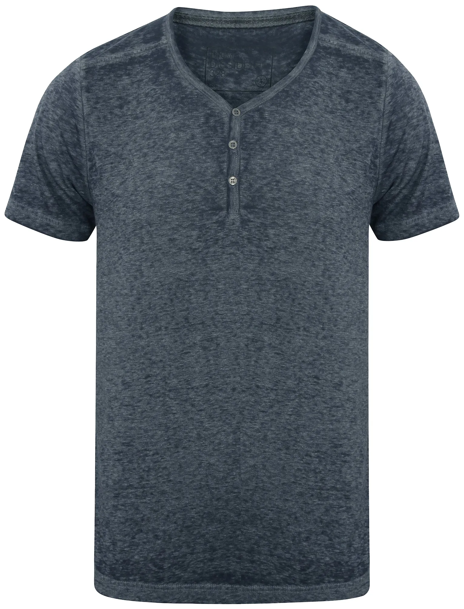 Burneast Burnout Henley V Neck T-Shirt in Dark Navy - Dissident