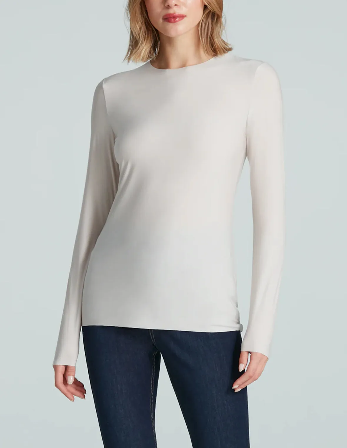 Butter Long Sleeve Crewneck in Porcelain