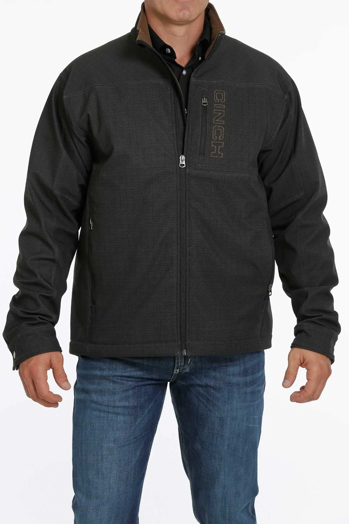 'Cinch' Men's Concealed Carry Bonded Logo Jacket - Black / Tan