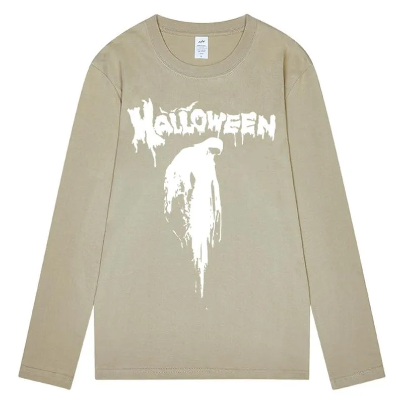 CORIRESHA Halloween Blood Crewneck Long Sleeve Gothic Unisex Scary T-Shirt
