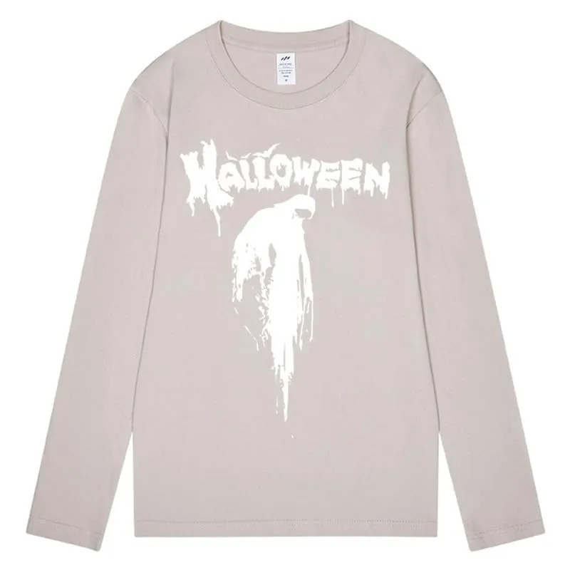 CORIRESHA Halloween Blood Crewneck Long Sleeve Gothic Unisex Scary T-Shirt