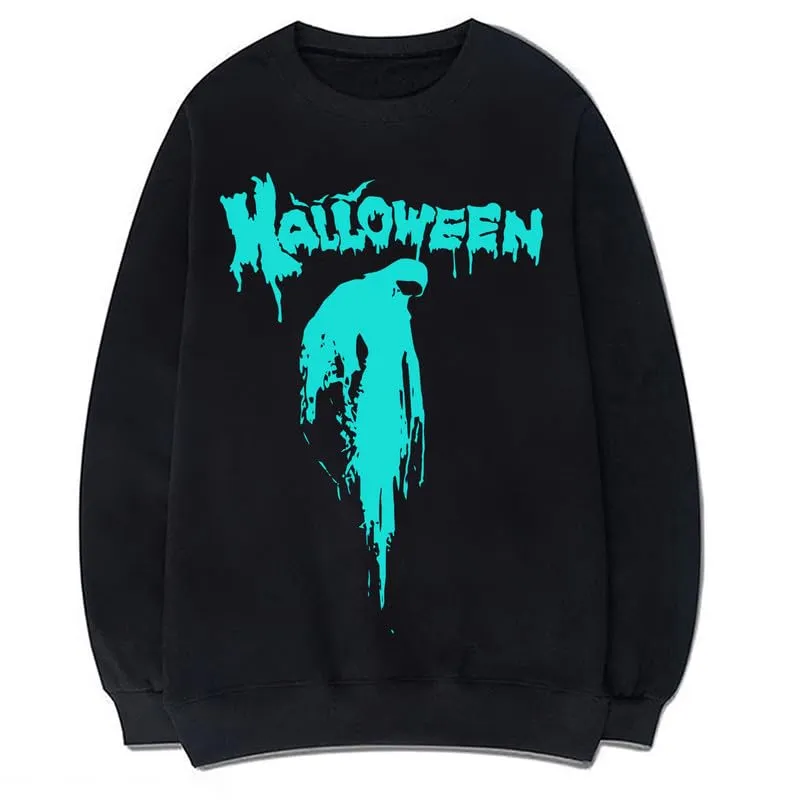 CORIRESHA Teen Halloween Bloody Crewneck Long Sleeve Gothic Scary Sweatshirt